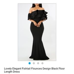 Mermaid black elegant off shoulder dress